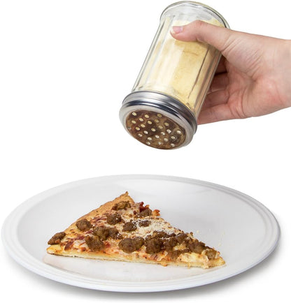 1 Pack 12oz. of Spice & Cheese Shaker|Glass Jar, Metal Lid & Extra Large Holes for Parmesan & Spices by Back of House