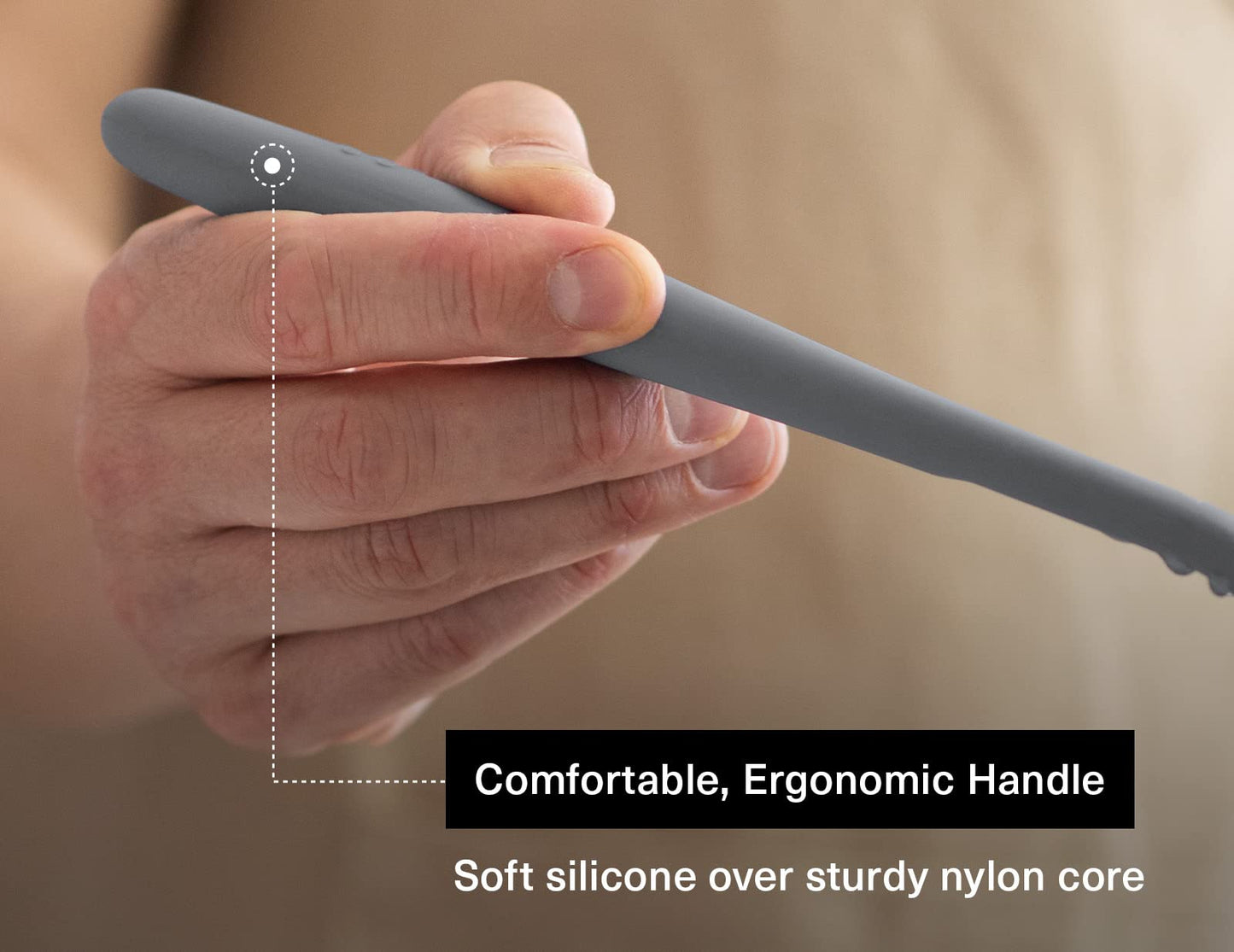 Misen Silicone Slotted Spoon - Dishwasher Safe, Professional-Grade Perforated Spoon - Comfortable Grip, Nonstick Safe, Heat Safe - Perfect for Stirring & Serving - Gray