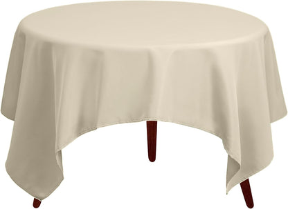 Gee Di Moda Square Tablecloth - 70 x 70 Inch Ivory Heavy Duty Washable Fabric for Tables