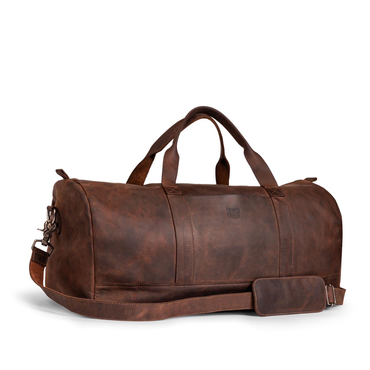 Hide & Drink, Luggage Duffle Bag with Shoulder Strap, Travel Overnight Bag, Handmade from Full Grain Leather - Bourbon Brown