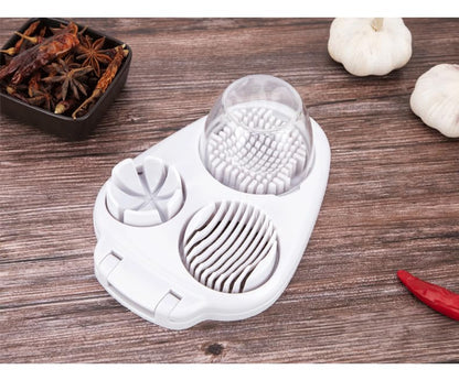 3 in 1 Egg Slicer for Kitchen – Multi-Functional Strawberry Banana Mushroom Cutter, ABS Safe Wire Blade, 3 Slice Modes, Dishwasher Safe, Lightweight 120 g, Gift for Salad Lover