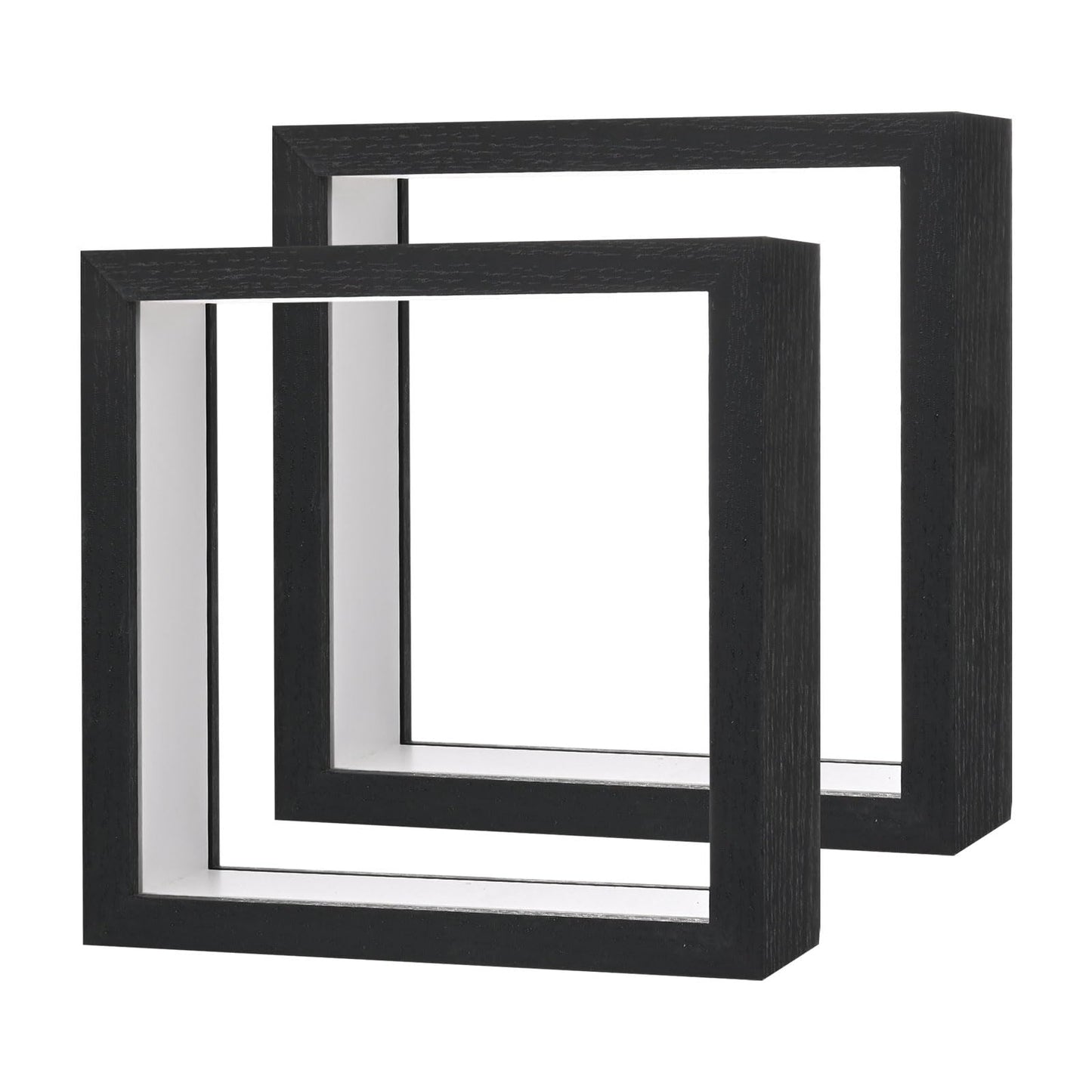 M METERXITY 2-Pack Dried Flower Frame, 6 x 6 Inch Double Acrylic Wooden Dried Flower Photo Floating Frame for Tabletop/DIY/Handicrafts [Black]