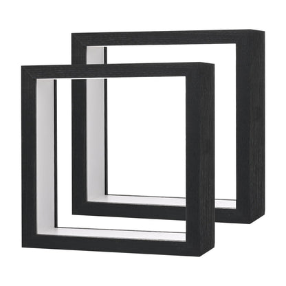 M METERXITY 2-Pack Dried Flower Frame, 6 x 6 Inch Double Acrylic Wooden Dried Flower Photo Floating Frame for Tabletop/DIY/Handicrafts [Black]
