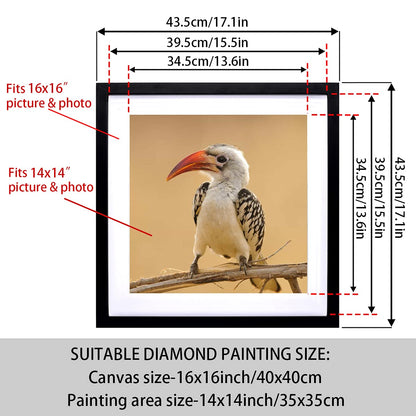 Mxtallup 16X16inch Picture Frames Display Pictures 14x14inch/35x35cm With Mat or 16x16 Inch/ 40x40cm Without Mat, Diamond Painting Frames 16x16inch Photo Frames Wood Black (TK006)