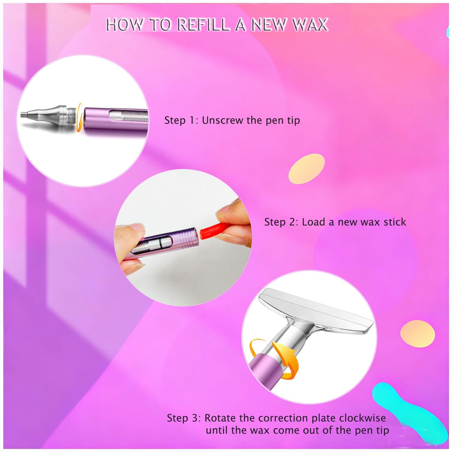 benote Diamond Art Painting Pen Refillable Wax Pen for Diamond Art Kit Accessories Self-Stick Drill Pens with Metal Correction Plate for 5D Craft DIY Nail - B18