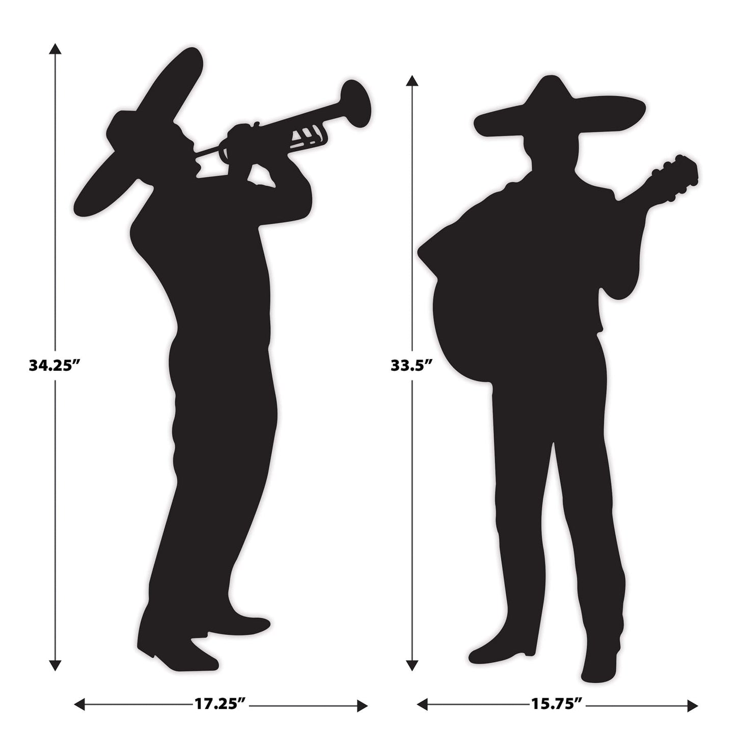 Beistle Mariachi Band Silhouettes, Set of 4- Fiesta Party Decor Props for Mexican Theme Celebrations, Musician Wall Art, and Cinco de Mayo and Taco Tuesday Decorations