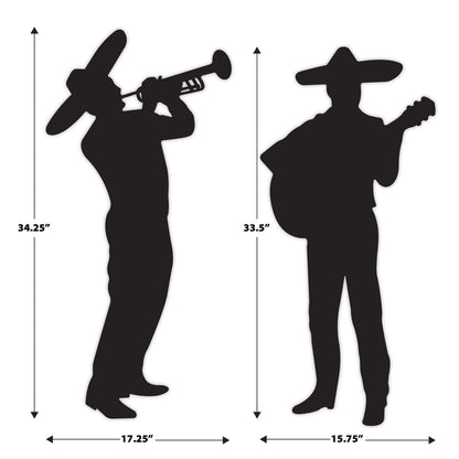 Beistle Mariachi Band Silhouettes, Set of 4- Fiesta Party Decor Props for Mexican Theme Celebrations, Musician Wall Art, and Cinco de Mayo and Taco Tuesday Decorations