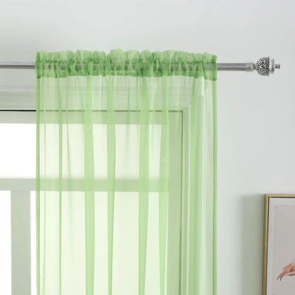 GYROHOME Basic Rod Pocket Sheer Voile Curtain Set of 2 Panels, Sunlight Filtering for Living Room (Green 52x84 inch)