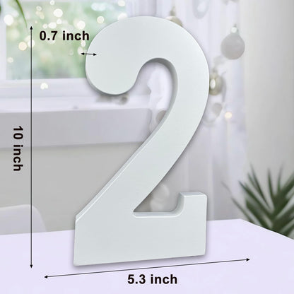AOCEAN 10 Inch White Wood Numbers Unfinished Wood Number for Wall Decorative Standing Numbers Slices Sign Board Decoration for Craft Home Party Projects (2)