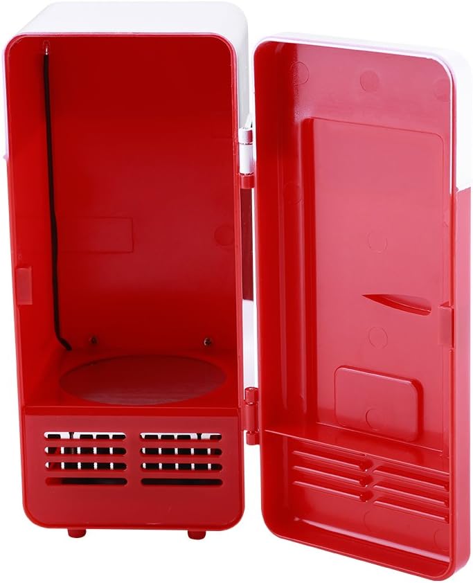 Mini USB Fridge - LED USB Refrigerator, Portable Compact for Drinks, Beverage Cans, Home, Office, Car (Red)
