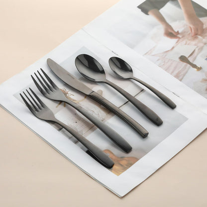 LIDEYING Black 60 Piece Silverware Set,Stainless Steel Flatware Set for 12,18/0 Rust-Proof Cutlery Set with Forks & Spoons,Mirror Polished Dishwasher Safe - Heavy Duty Tableware for Home & Dining