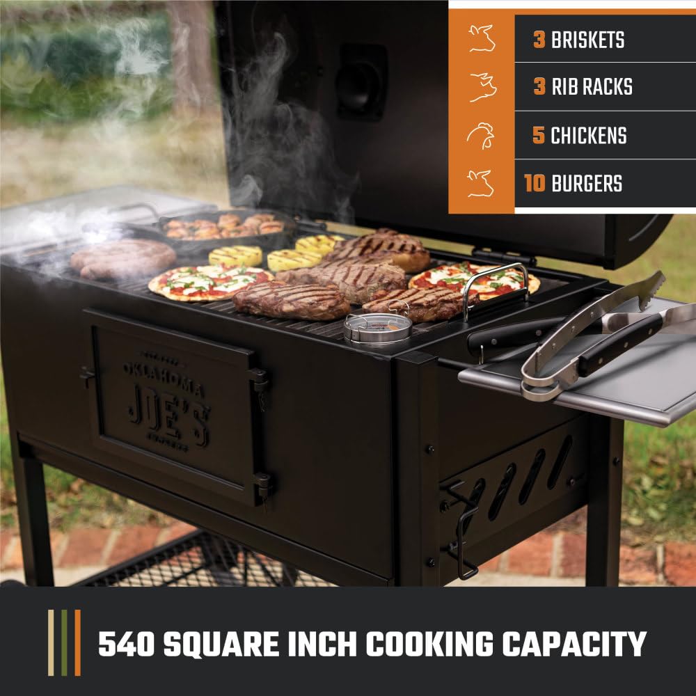 Oklahoma Joe's Judge Charcoal Grill and Smoker with 540 sq in Cooking Area in Black