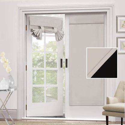 H.VERSAILTEX 100% Blackout French Door Curtain Privacy Light Blocking Curtain for Sliding Glass Door Thermal Insulated Tie Up Shade, 26x68 Inches, 1 Panel, Pumice Stone