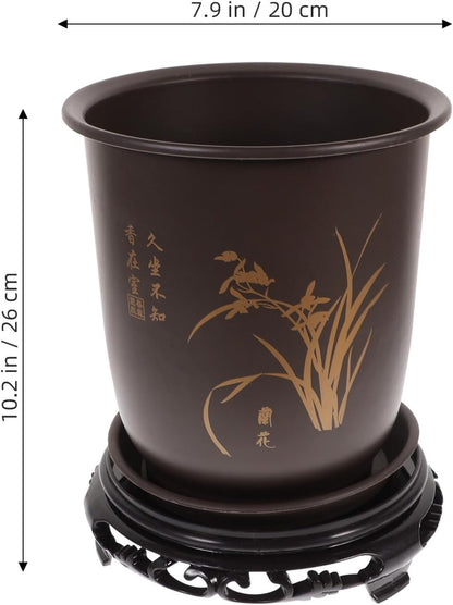 26x20cm GANAZONO Plastic Vintage Chinese Style Planter Flowerpot with Display Stand Succulent Pots Cactus Bonsai