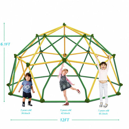 Virubi 12 FT Climbing Dome for Kids 3-10, Geometric Jungle Gym, Outdoor Play Equipment Supports 1000 lbs, Anti-Rust Easy Assembly