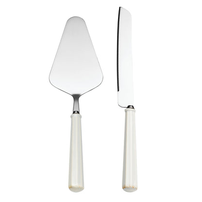 Lenox Silverware Serving Set, French Perle Scallop 2-Piece Dessert Set, Stainless Steel, Handwash Only, Cake Knife And Cake Server, Serving Utensils, Dessert Serveware, Home, Kitchen (Silver, 2 Piece)