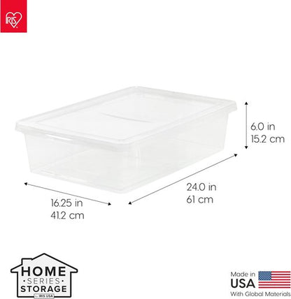 IRIS USA Storage Bins - 10-Pack Clear Stackable Containers with Lids, 28 Quart for Shoe Organization