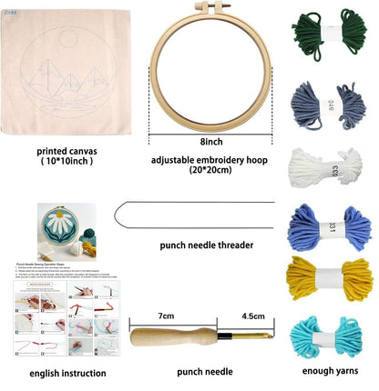 ZuoAnLF Punch Needle Kit for Adults Beginner, Tool with Fabric Hoops, Yarns and Sewing Needles, Gifts & Home Wall Decor, 8inch
