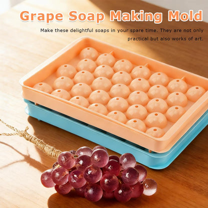 Grape Soap Molds Kit - 2Pcs DIY Handmade Soap Making Kit with Stirring Stick, Jute Rope, Reusable Soaps Molds for Homemade Soap, Candle, Resin Crafts (Without Soaps)