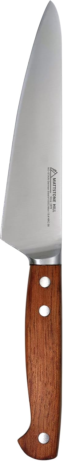 Utility Knife 5.5 Inch, MATTSTONE HILL Small Kitchen Knife, Compact Chef Knife, German Steel, Wood Handle