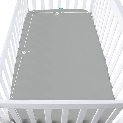 Skiennix Waterproof Crib Sheets - Ultra Soft & Breathable Toddler Mattress Protector | 2 Pack, Grey