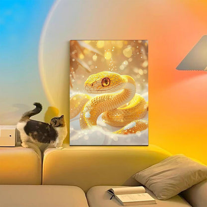 HMDIIMGE Golden Snake Diamond Painting Kits for Adults, Animals Diamond Painting Art Kit for Adult, 5D Full Drill Painting by Diamonds Art for Home Leisure and Wall Decoration Gifts 12x16 Inch