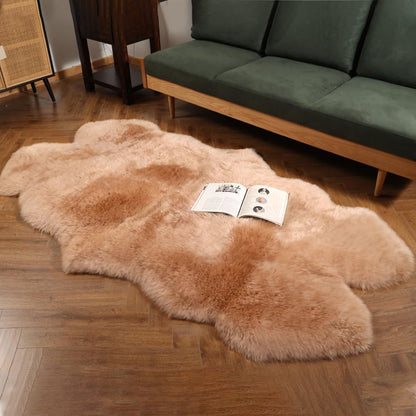 IRIWOOL Premium Genuine Fur Sheepskin Rug Real Australia Sheepskin Natural Luxury Fluffy Lambskin Fur Area Rug Seat Covers for Kids Bedroom Sofa Chair Cover (Light Brown, 4ft x 6ft)