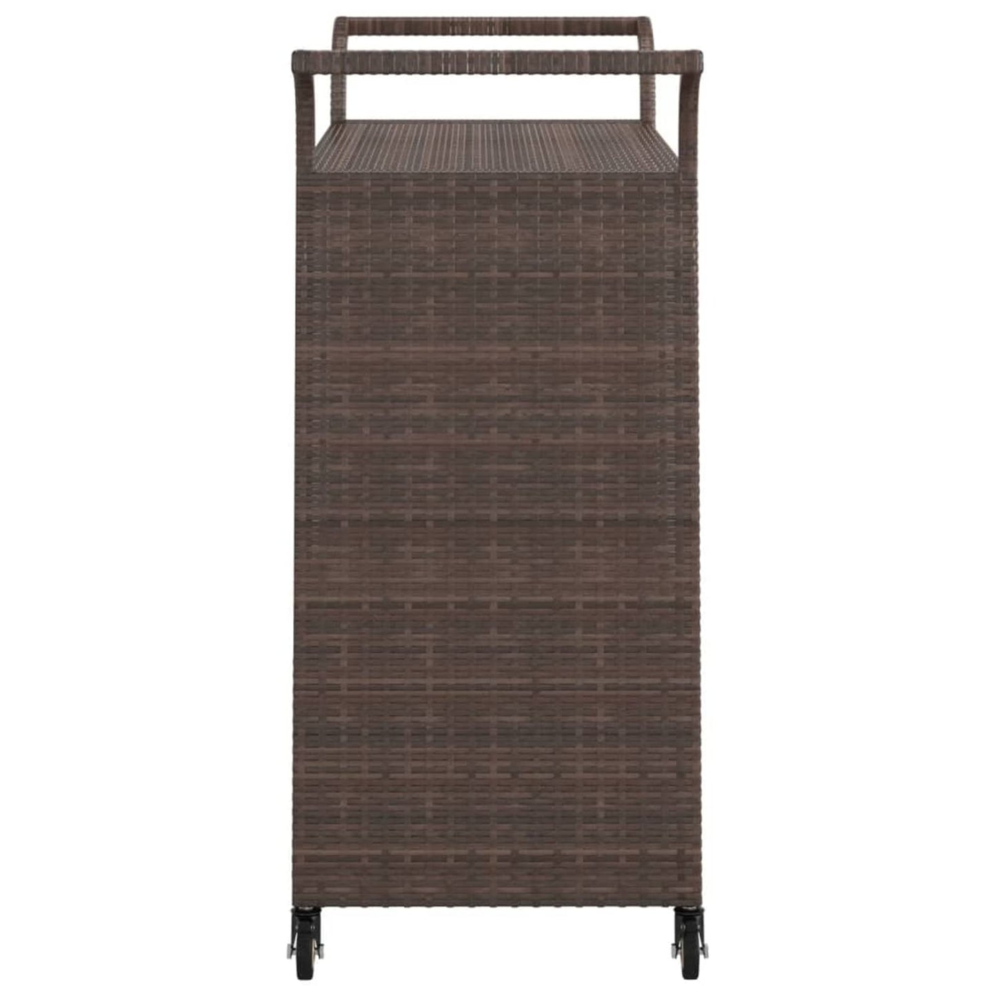 Gecheer Bar Cart with Drawer – Brown Poly Rattan Serving Trolley, 39.4 x 17.7 x 38.2 Inches, Weatherproof, Locking Casters, Sturdy Steel Frame