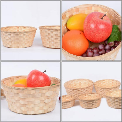 Wooden Berry Baskets, 3pcs Mini Woven Round Baskets for Food Serving and Candy Gift Container