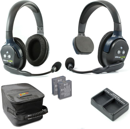 Eartec UL2SD Ultralite-HD 2-Person Full Duplex Wireless Intercom Headset Communication System, Single and Dual Ear Headsets, Up to 1000ft Range, U.S. Company