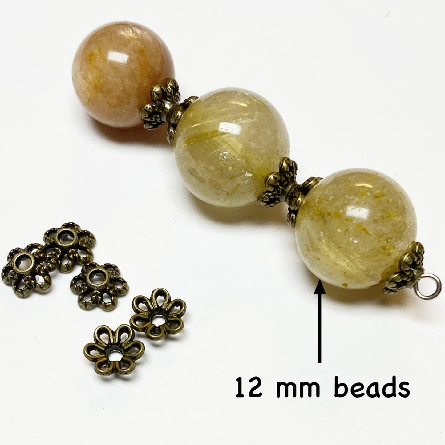 Heather's cf Flower Bead Caps Custom Fancy Charm Jewelry Making Spacer Kit Findings Bulk Vintage for Bracelets Earrings Necklaces Rings Beading Supplies Craft Non Tarnish DIY (Tiny Brass - 500 Pcs)