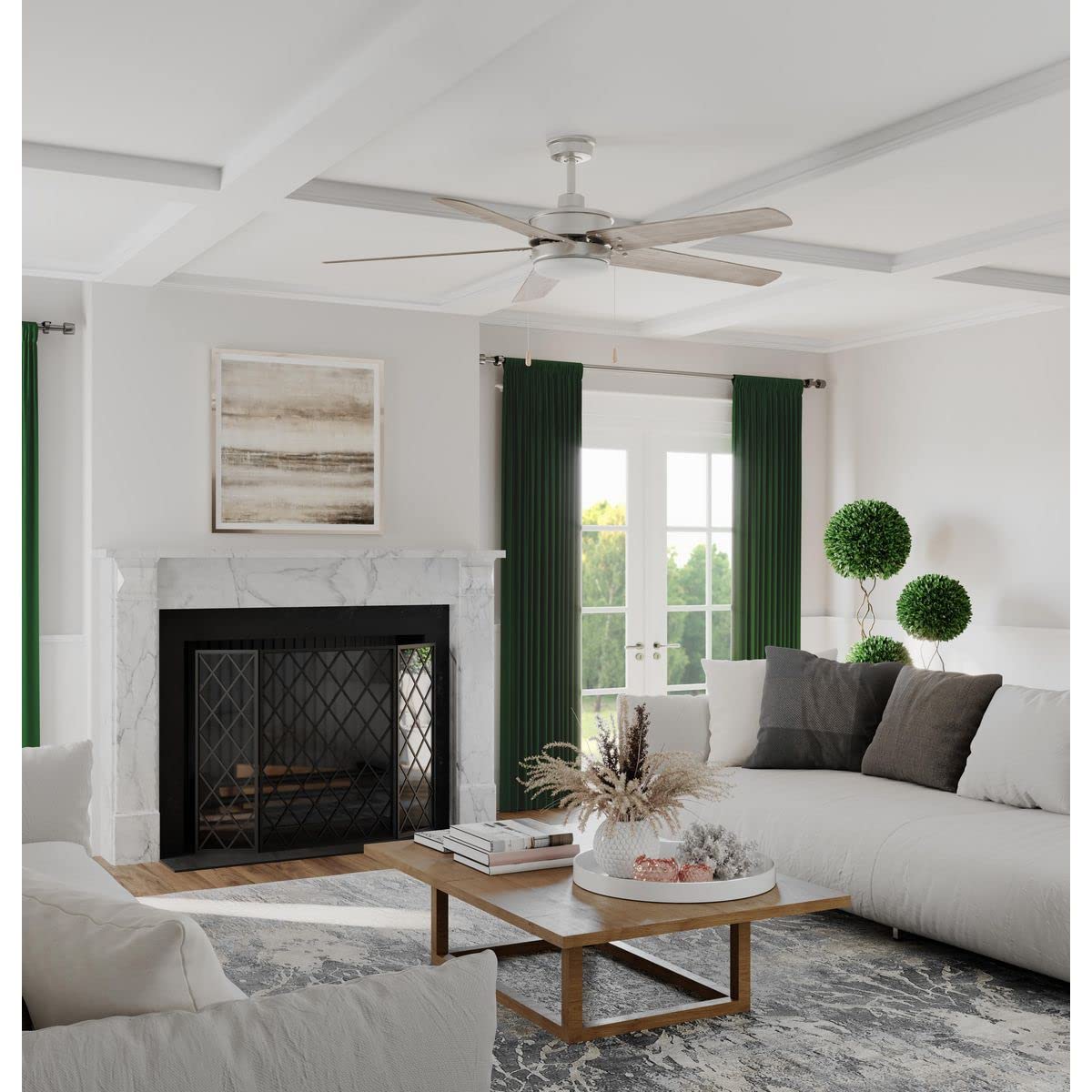 Progress Lighting P2574-8130K Protruding Mount, 5 Driftwood Blades Ceiling fan with 18 watts light, Antique Nickel