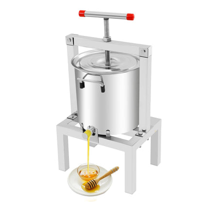 10L/2.6Gal Fruit Wine Press, DIY Large Manual Juice Press Maker Beeswax Extractor with T-Handle, Stainless Steel Cider, Grape, Apple Press Machine for Wine and Juice Making