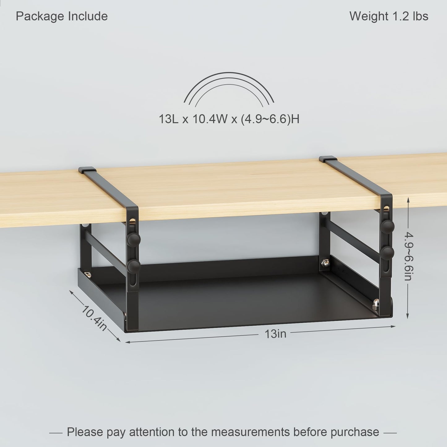 HENGI 2 Pack Adjustable Under Shelf Storage, Heavy Duty Metal Basket Organizer for Kitchen Cupboard Cabinet Pantry Laundry Desk Bookshelf, Black