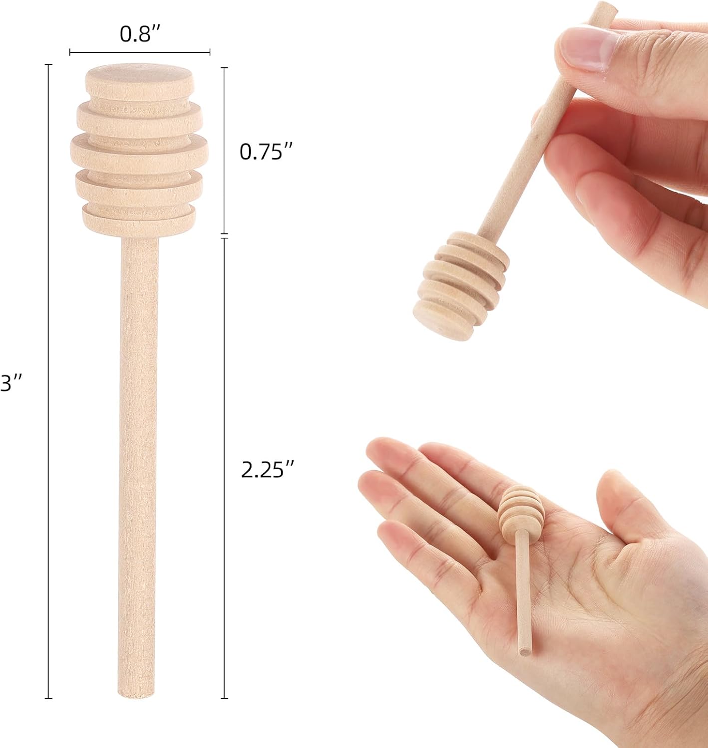 200 Pack 3 inch Honey Dipper Sticks, Mini Wooden Honey Stick Stirrers for Tea