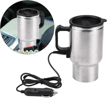 12V Electric Cup for Car, Stainless Steel Travel Heating Cup for Coffee Tea (12V 450ml)