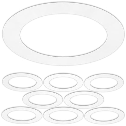 8 Pack Gloss White Goof Trim Ring for 8" Inch Recessed Can Lighting Down Light, Outer Diameter 8.6 Inches, Inner Diameter 6.2 Inches