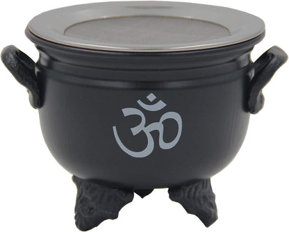 Large Metal Charcoal Incense Burner, OM Design