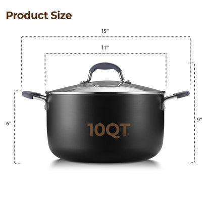 10 Quart Nonstick Stock Pot with Lid, Ceramic Soup Pot with Lid, Induction Cooking Pot with Silicone Handle for All Stoves, Healthy Non-toxic Cooking Pot for Stew/Pasta, PFAS & PFOA Free