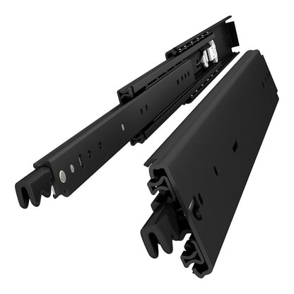 VADANIA 48" Ultra Heavy Duty Drawer Slide with Lock #VD2576-b, 3" Widening Black-electroplated Cold-Rolled Steel, Industrial Grade Heavy Load Capacity, 3-Fold Full Extension, Side Mount, 1-Pair