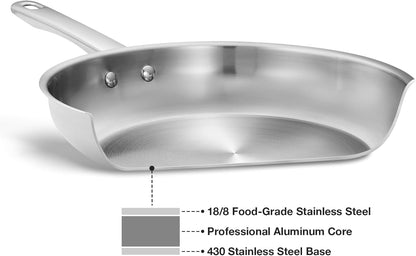 KOCH SYSTEME CS 8 Inch Stainless Steel Frying Pan, PFAS-Free Cooking Pan with Stay-Cool Handle