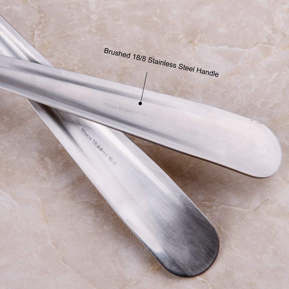 IMEEA 8-Inch Compact Flat Bottom Scraping Cooking Spoon Set of 2, 18/8 Stainless Steel Slotted & Solid Stirring Spoon, Small Kitchen Spoon for Sauces, Eggs, Instant Pot, Small Pan & Bowl