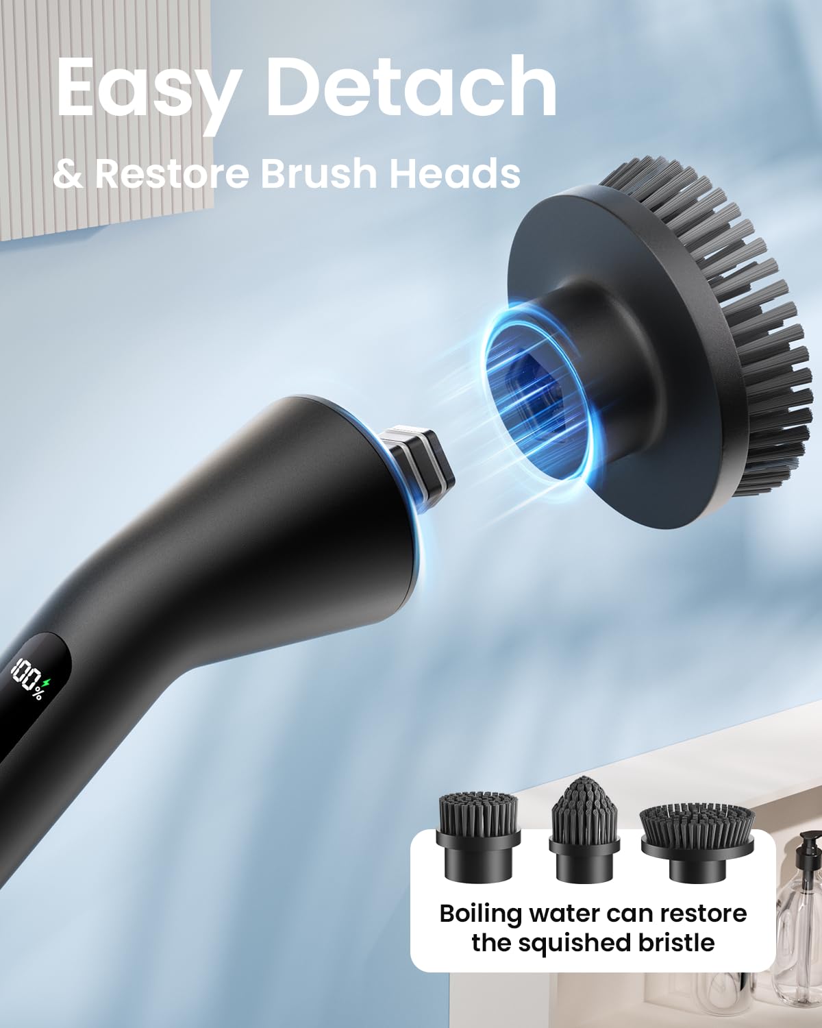 Leebein Electric Spin Scrubber, 2026 Upgraded Cordless Cleaning Brush Bathroom Scrubber, IPX7 Waterproof Electric Scrubber with 7 Brush Heads, Extendable Long Handle Power Scrubber for Bathtub Floor