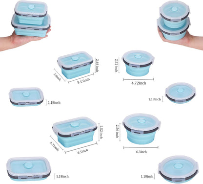 KUON Collapsible Silicone Food Storage Containers, Set of 4 with Airtight Lids, Microwave and Freezer Safe