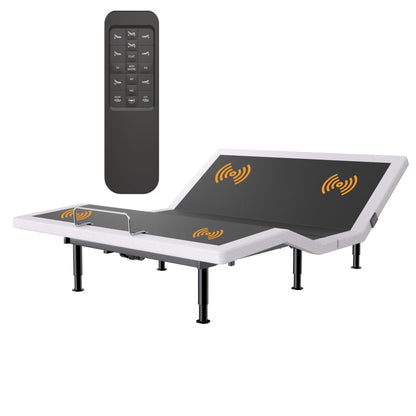 Yireehome Full Adjustable Bed Frame with Massage Adjustable Bed Base with Wireless Remote USB PortsX2 Underbed Light Zero Gravity Height Adjustable Legs