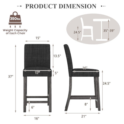 ERGOMASTER Counter Height Bar Stools Set of 4, 24.5'' Fabric Upholstered Barstools Mid Century Modern Island Bar Chairs with Back for Kitchen, Dining Room, Bar, Restaurant, Charcoal Grey