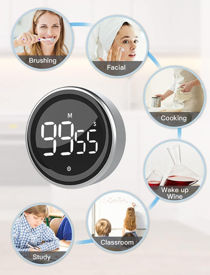 Timers: Digital Kitchen Timer with Magnetic Countdown and Large LED Display for Cooking and Fitness