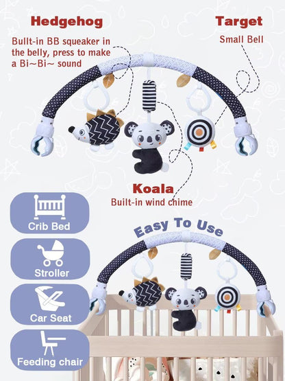 Pau1Hami1ton Baby Stroller Arch Toys, Car Seat Toys,Bouncer Toy Bar/Mobile for Bassinet,Adjustable Baby Hanging Toys Fit for Crib Bed,Stroller,Car Seat.S-19(Koala)