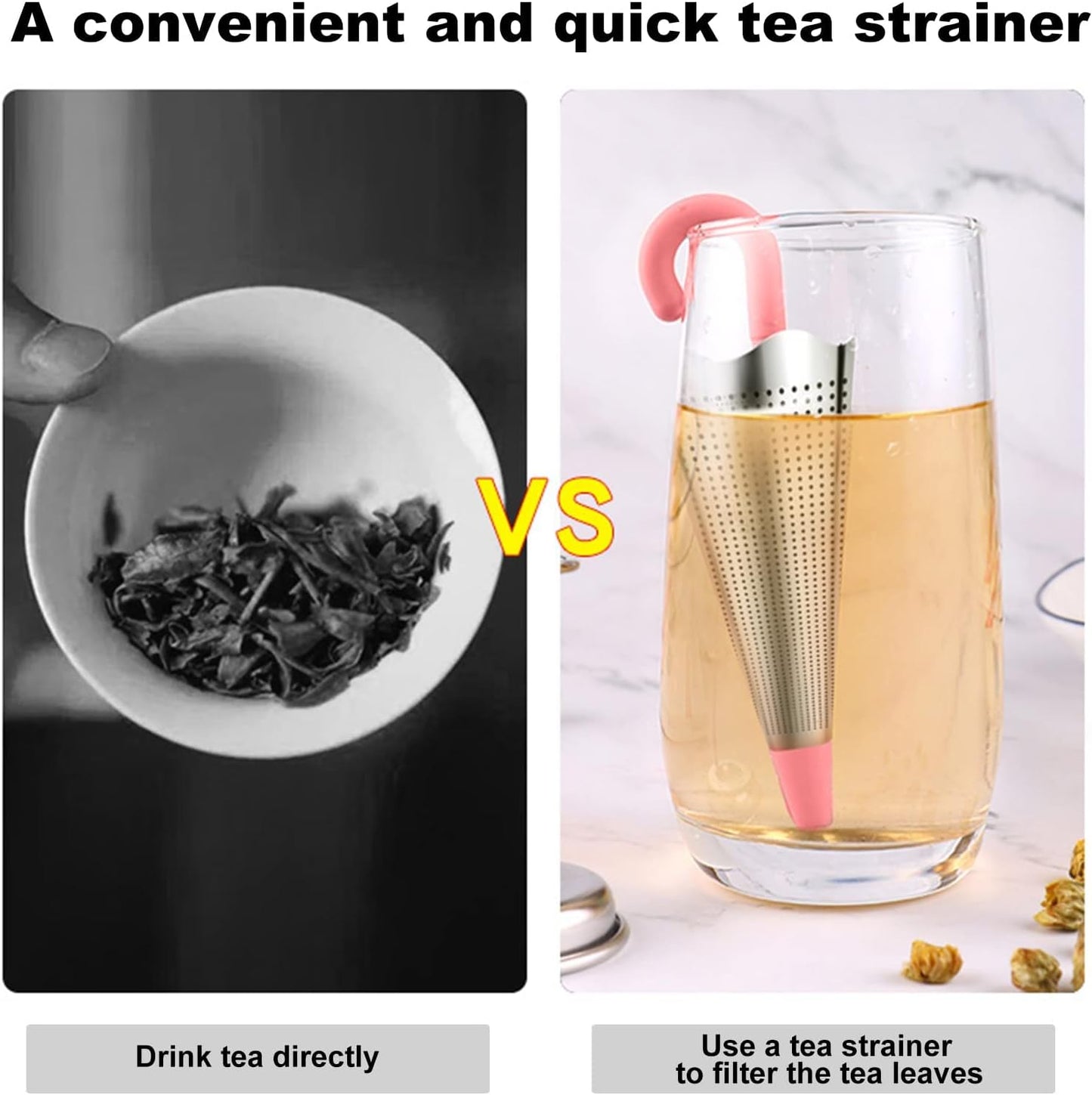 Numola 2Pcs Stainless Steel Fine Mesh Tea Infuser with Drip Tray for Tea Cups, Mugs, Teapots (Red & Blue)