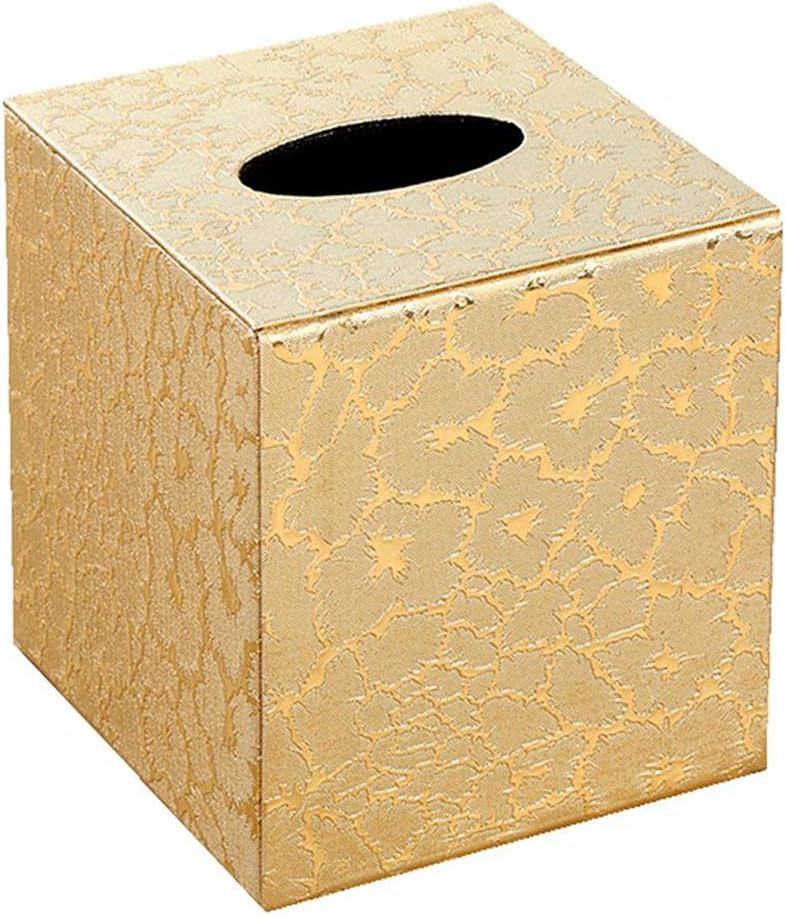 S Forever Home Decor Cube Tissue Box Holders - PU Leather Square Tissue Box Cover (Gold Lightning)